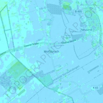 Topografische Karte Wolfsbruch, Höhe, Relief