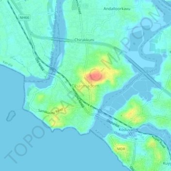 Topografische Karte Dharmadom, Höhe, Relief
