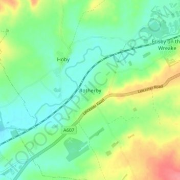 Topografische Karte Rotherby, Höhe, Relief