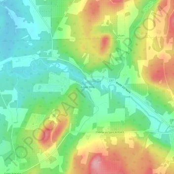 Topografische Karte Hunter Mills, Höhe, Relief