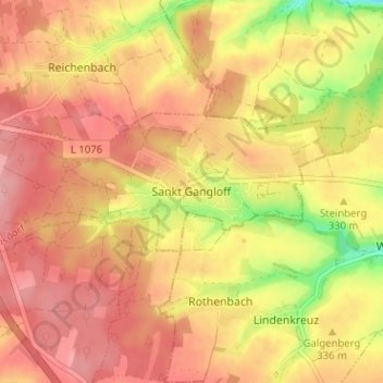 Topografische Karte Sankt Gangloff, Höhe, Relief