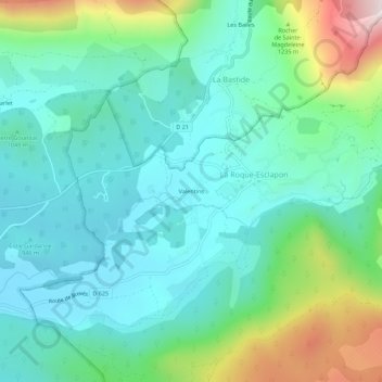 Topografische Karte Valentins, Höhe, Relief