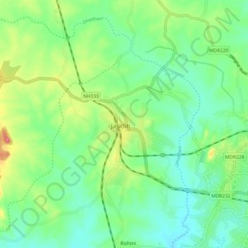 Topografische Karte Jasidih, Höhe, Relief