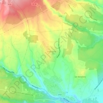 Topografische Karte Colle Diana, Höhe, Relief