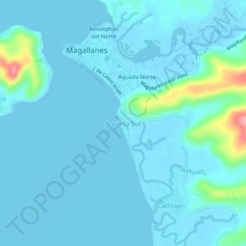 Topografische Karte Aguada Sur, Höhe, Relief