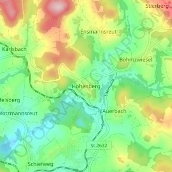 Topografische Karte Höhenberg, Höhe, Relief