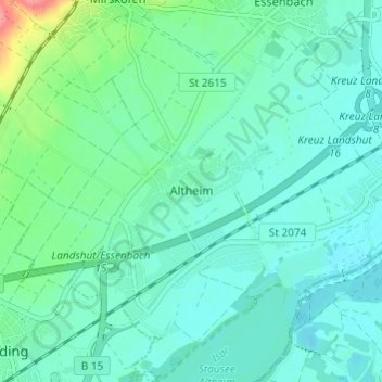 Topografische Karte Altheim, Höhe, Relief