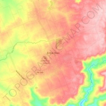 Topografische Karte Entre Rios, Höhe, Relief