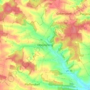 Topografische Karte Oberroning, Höhe, Relief