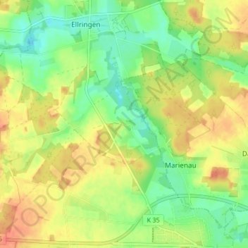 Topografische Karte Riecklingen, Höhe, Relief