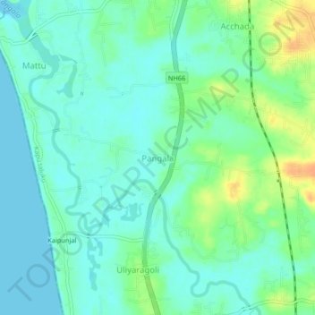 Topografische Karte Pangala, Höhe, Relief