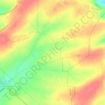 Topografische Karte Boeuf, Höhe, Relief