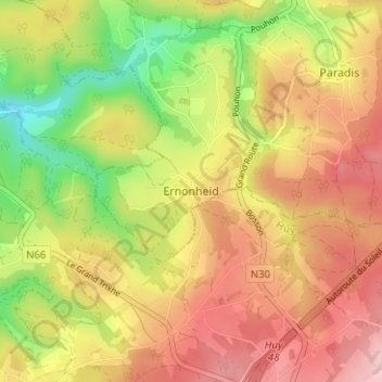 Topografische Karte Ernonheid, Höhe, Relief
