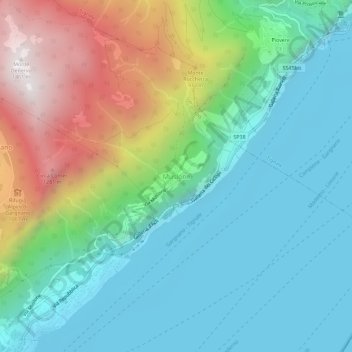 Topografische Karte Muslone, Höhe, Relief
