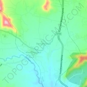 Topografische Karte Shriramnagar, Höhe, Relief