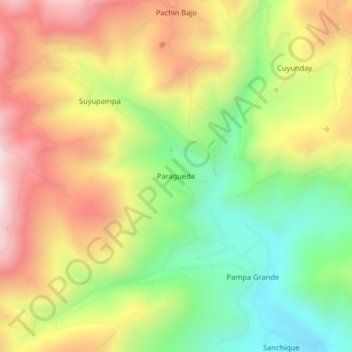 Topografische Karte Paragueda, Höhe, Relief