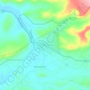 Topografische Karte Andranofasika, Höhe, Relief