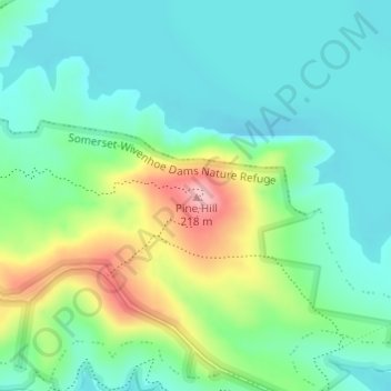 Topografische Karte Pine Hill, Höhe, Relief