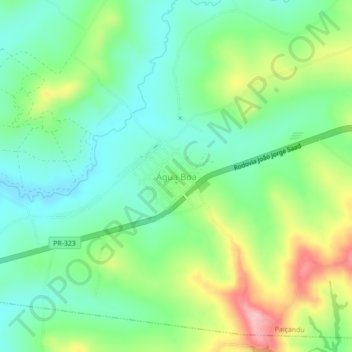 Topografische Karte Água Boa, Höhe, Relief