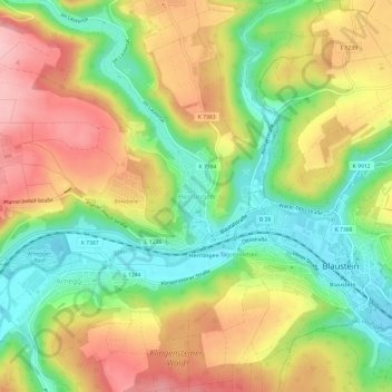 Topografische Karte Herrlingen, Höhe, Relief