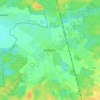 Topografische Karte Wiednitz, Höhe, Relief