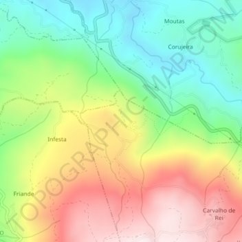 Topografische Karte Senhora do Castelo, Höhe, Relief
