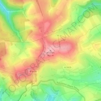 Topografische Karte Witthoh, Höhe, Relief