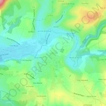 Topografische Karte Le Pinier, Höhe, Relief