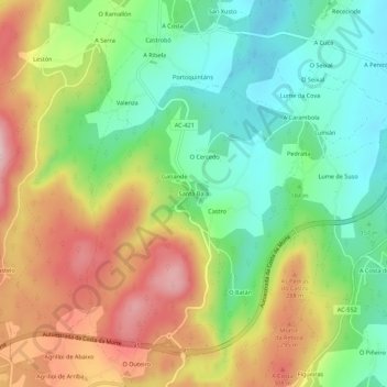 Topografische Karte Santa Baia, Höhe, Relief