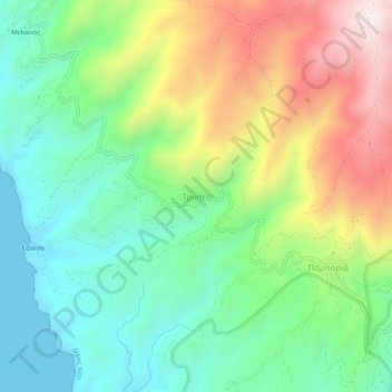 Topografische Karte Trypes, Höhe, Relief