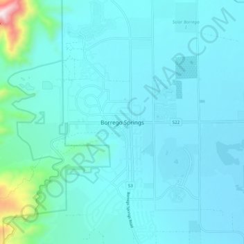 Topografische Karte Borrego Springs, Höhe, Relief