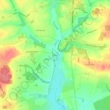 Topografische Karte Charlay, Höhe, Relief