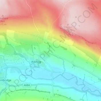Topografische Karte Newbiggin, Höhe, Relief
