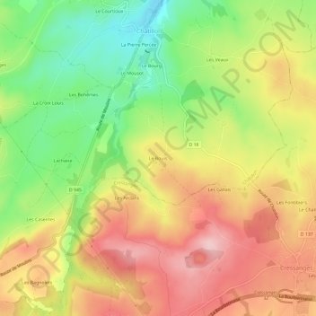 Topografische Karte Le Bouis, Höhe, Relief