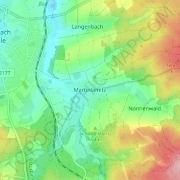 Topografische Karte Martinlamitz, Höhe, Relief