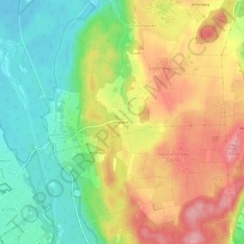 Topografische Karte Riedhof, Höhe, Relief