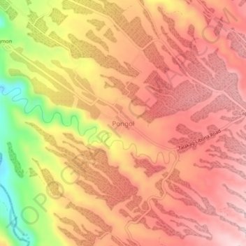 Topografische Karte Pongol, Höhe, Relief