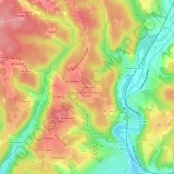 Topografische Karte La Sauge, Höhe, Relief