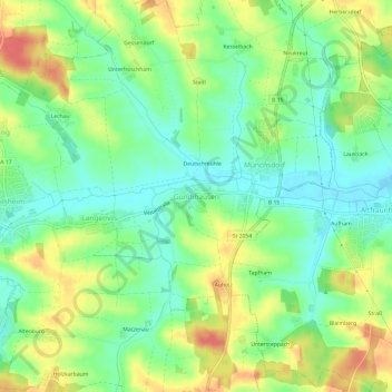 Topografische Karte Gundihausen, Höhe, Relief