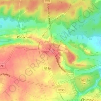 Topografische Karte Beauchamp, Höhe, Relief