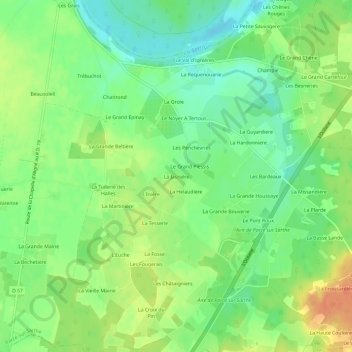 Topografische Karte La Jasnière, Höhe, Relief