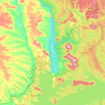 Topografische Karte Бурнина, Höhe, Relief