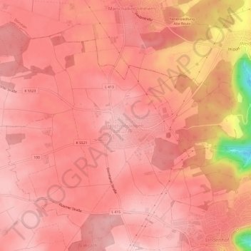 Topografische Karte Hochmössingen, Höhe, Relief