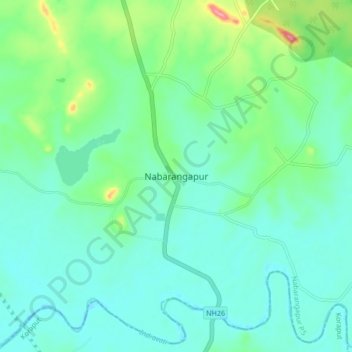 Topografische Karte Nabarangapur, Höhe, Relief