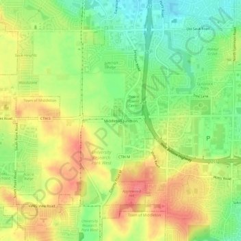 Topografische Karte Middleton Junction, Höhe, Relief