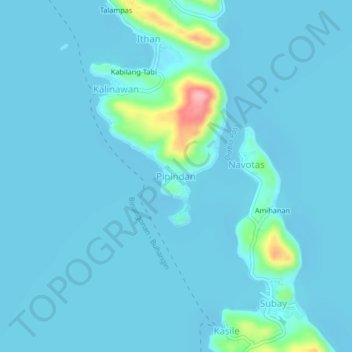 Topografische Karte Pipindan, Höhe, Relief
