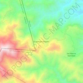 Topografische Karte Guadalupe Nogales, Höhe, Relief