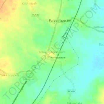 Topografische Karte Belagam Agraharam, Höhe, Relief