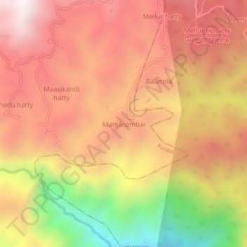 Topografische Karte Manjacombai, Höhe, Relief