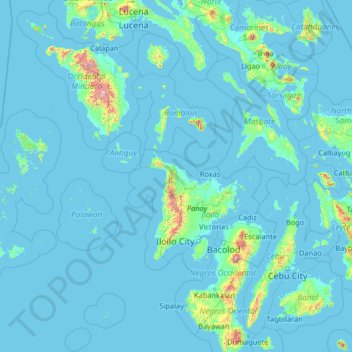 Topografische Karte Aklan, Höhe, Relief